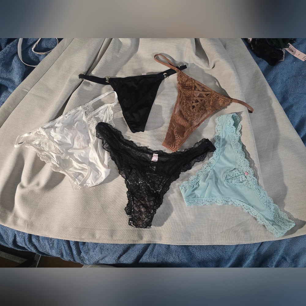 Victoria's Secret Lace Bikini Panty Set - Black, White, Brown, Light Blue